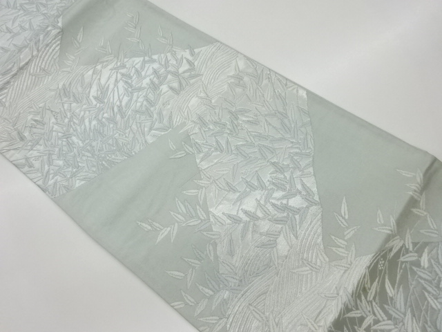 リサイクル　波に草葉・実模様織出し袋帯